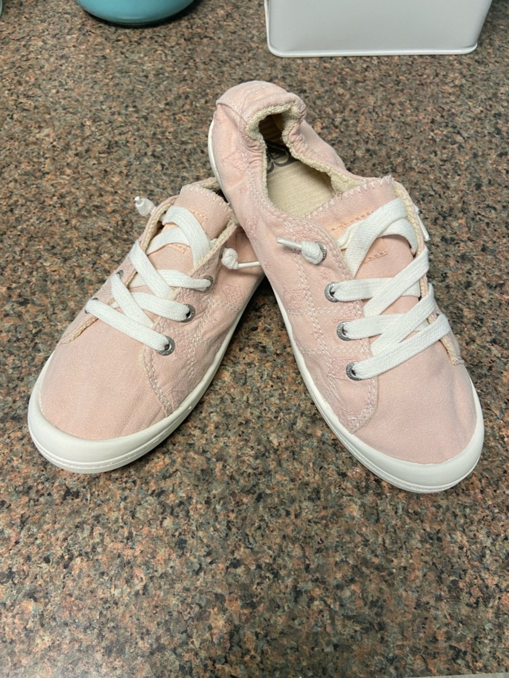 Casual Slip-On Pink/Peach Canvas Sneakers with White Laces